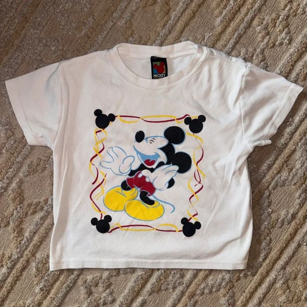 Vintage 90s Mickey Unlimited Brazos Cropped White T-Shirt